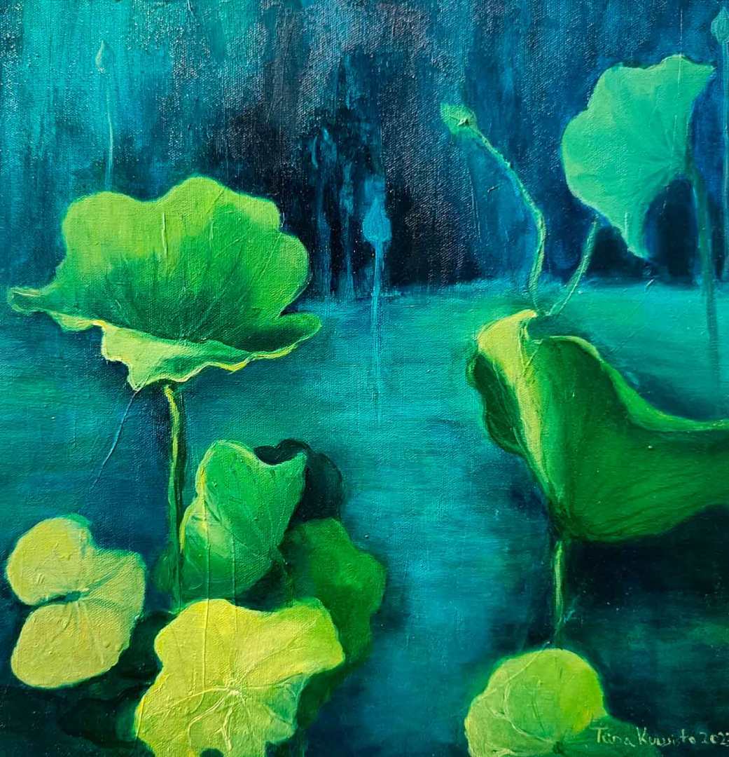 Hämärä, 2023. Öljyväri kankaalle, 40cm x 40cm.