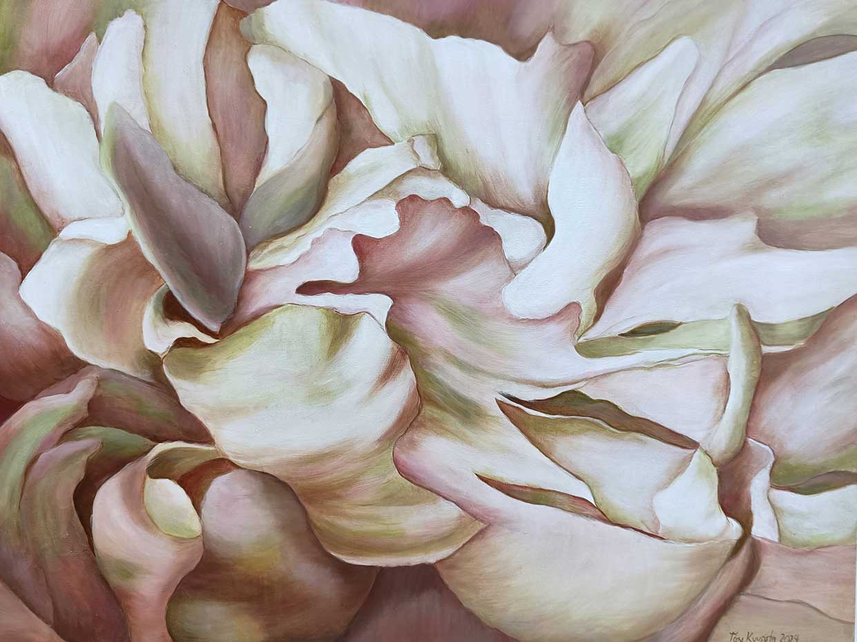 Kevään kiuskaus, 2024, öljyväri kankaalle, 89x116cm.