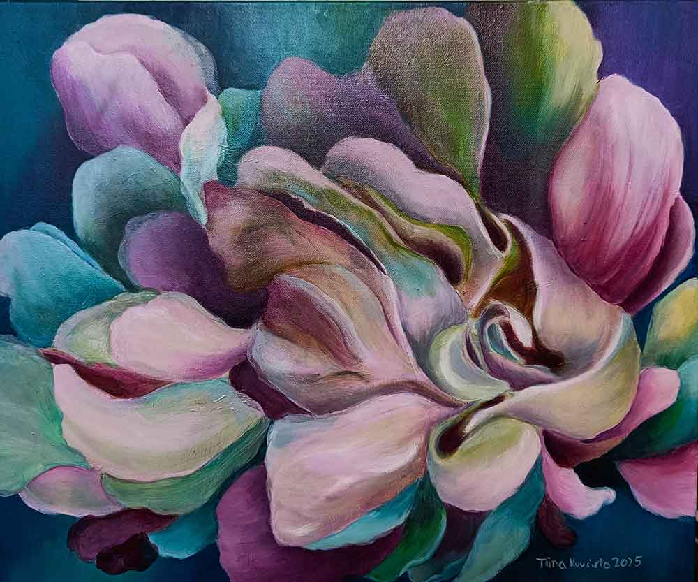 Koralli, 2025, 46x54 cm, Öljy kankaalle